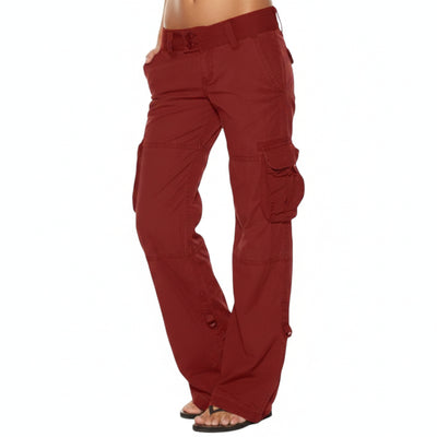 Femme Pantalon Cargo Jambe Large à Poches Utilitaires