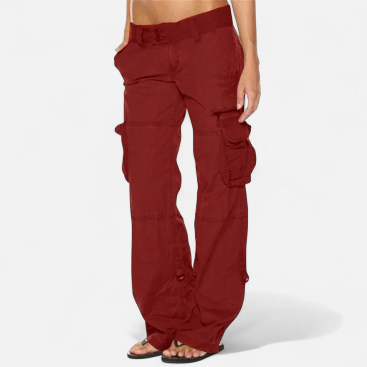 Femme Pantalon Cargo Jambe Large à Poches Utilitaires
