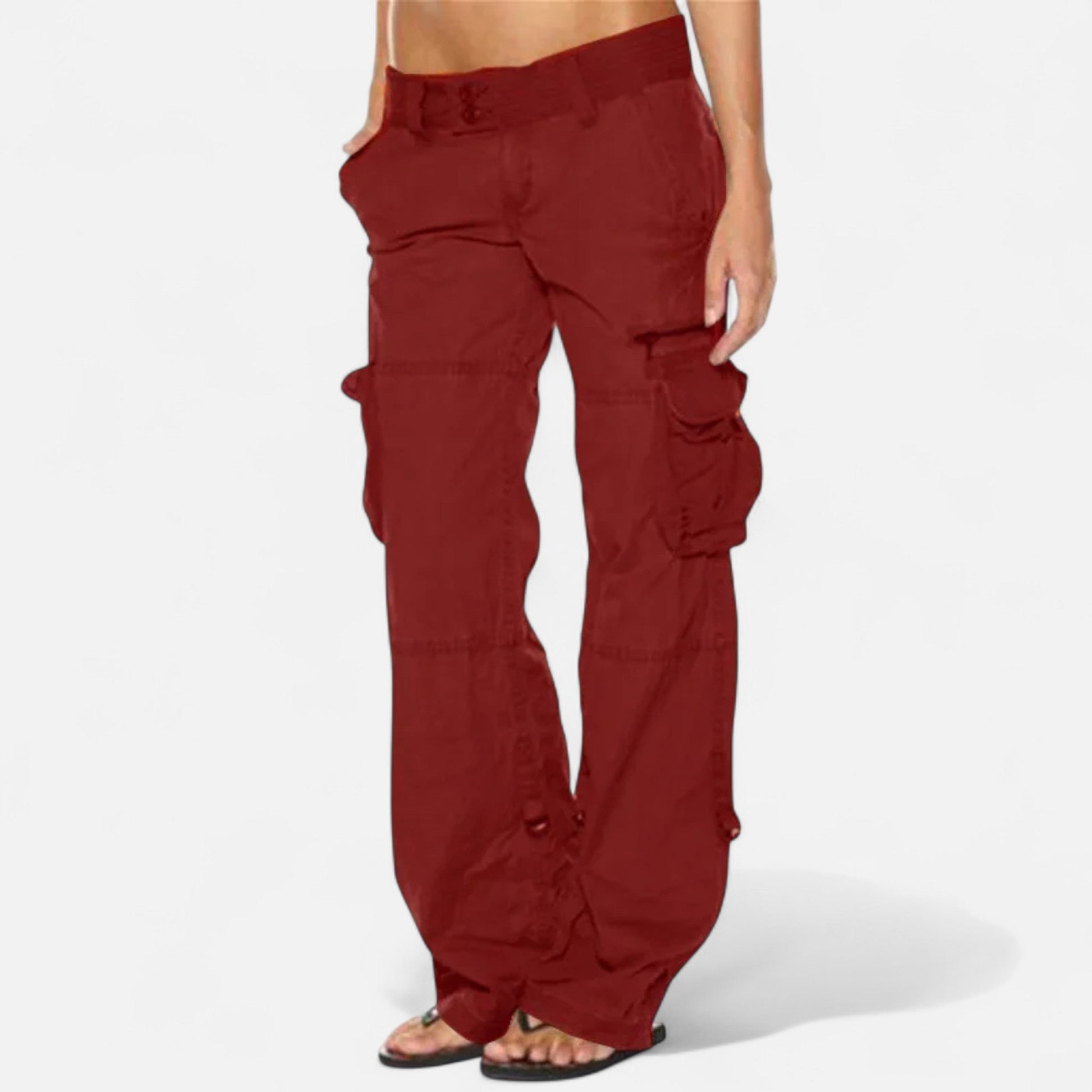 Femme Pantalon Cargo Jambe Large à Poches Utilitaires