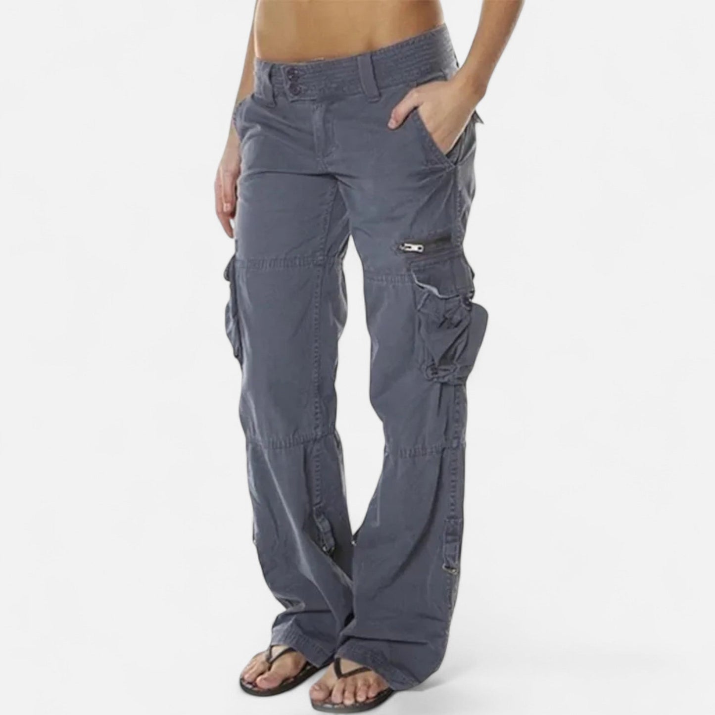 Femme Pantalon Cargo Jambe Large à Poches Utilitaires