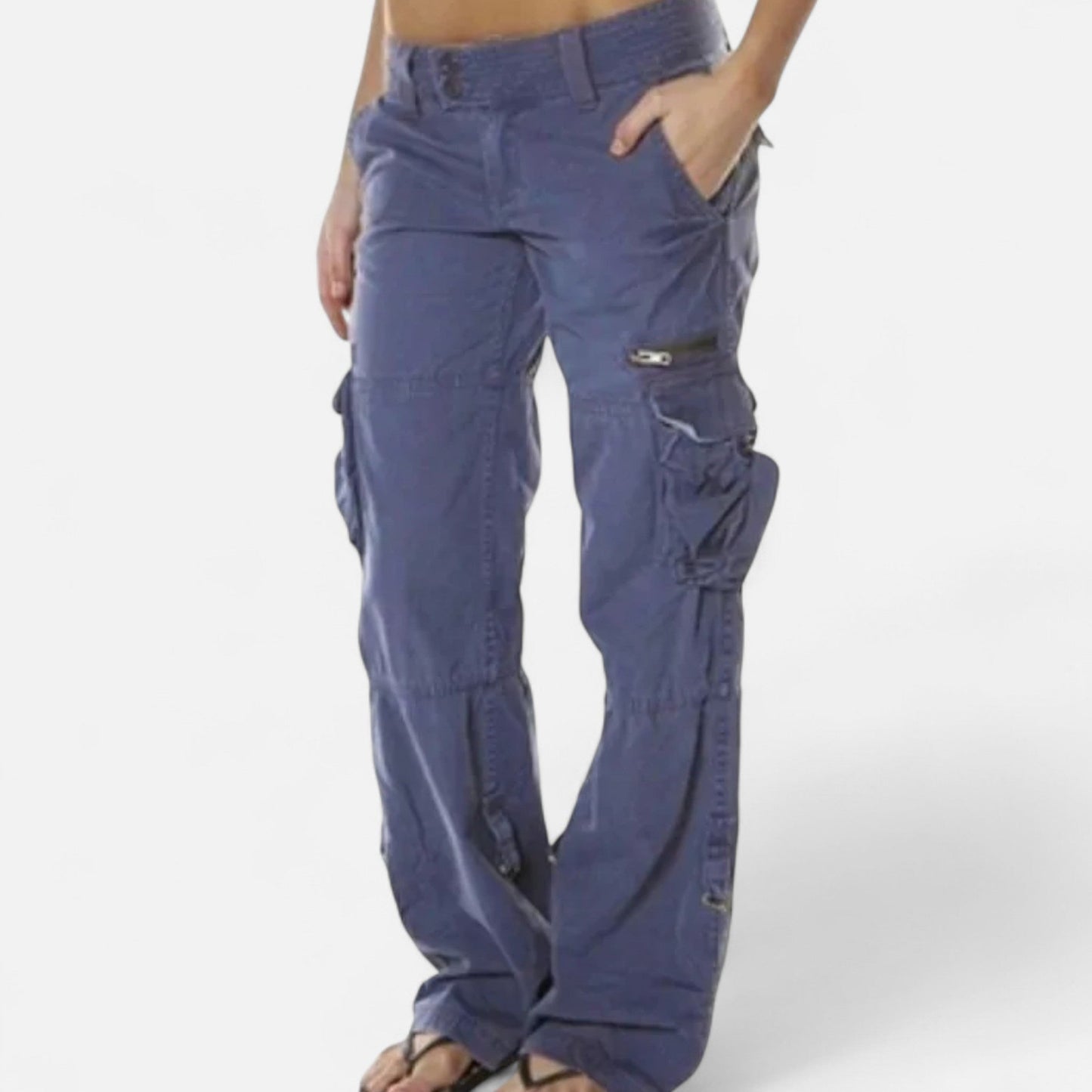 Femme Pantalon Cargo Jambe Large à Poches Utilitaires