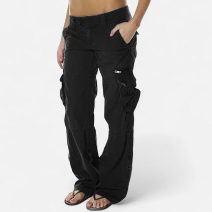 Femme Pantalon Cargo Jambe Large à Poches Utilitaires