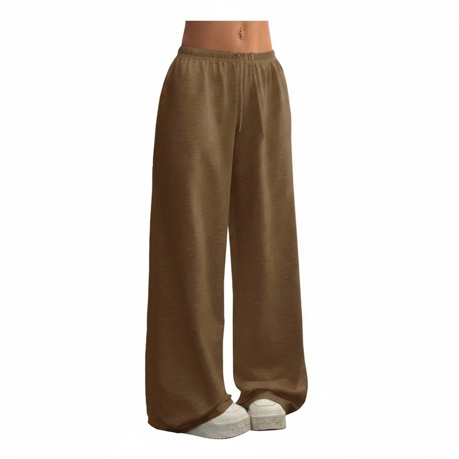 Femme Pantalon de Jogging Large Taille Élastique avec Cordon