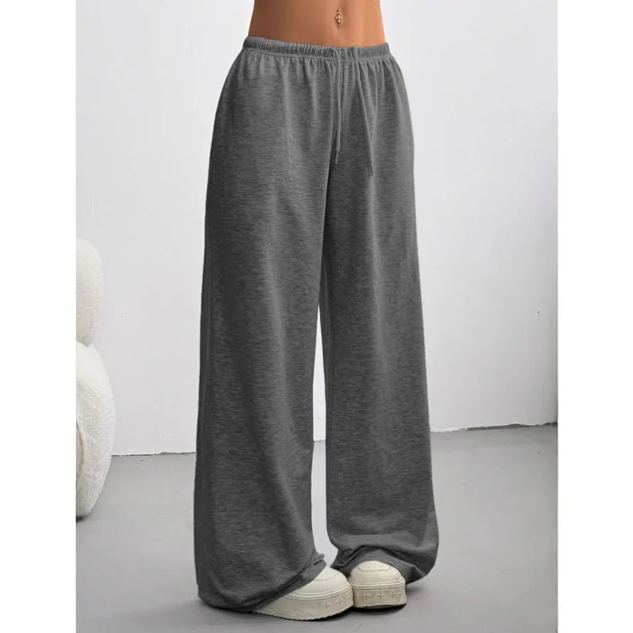 Femme Pantalon de Jogging Large Taille Élastique avec Cordon