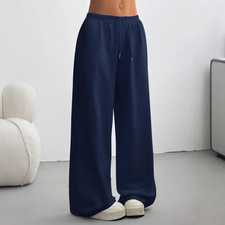 Femme Pantalon de Jogging Large Taille Élastique avec Cordon