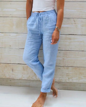 Femme Pantalon Décontracté Taille Élastique avec Cordon