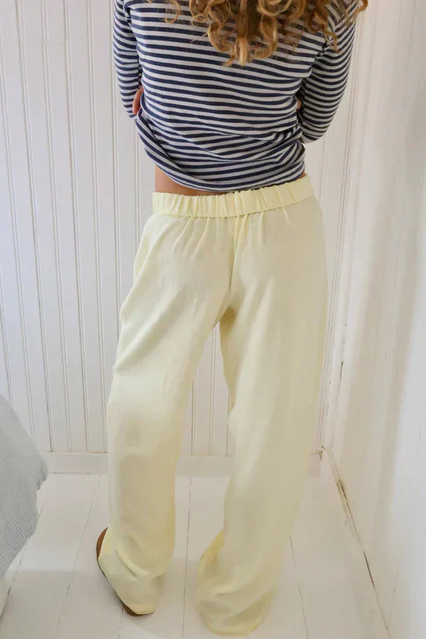 Femme Pantalon Large à Rayures avec Taille Élastique