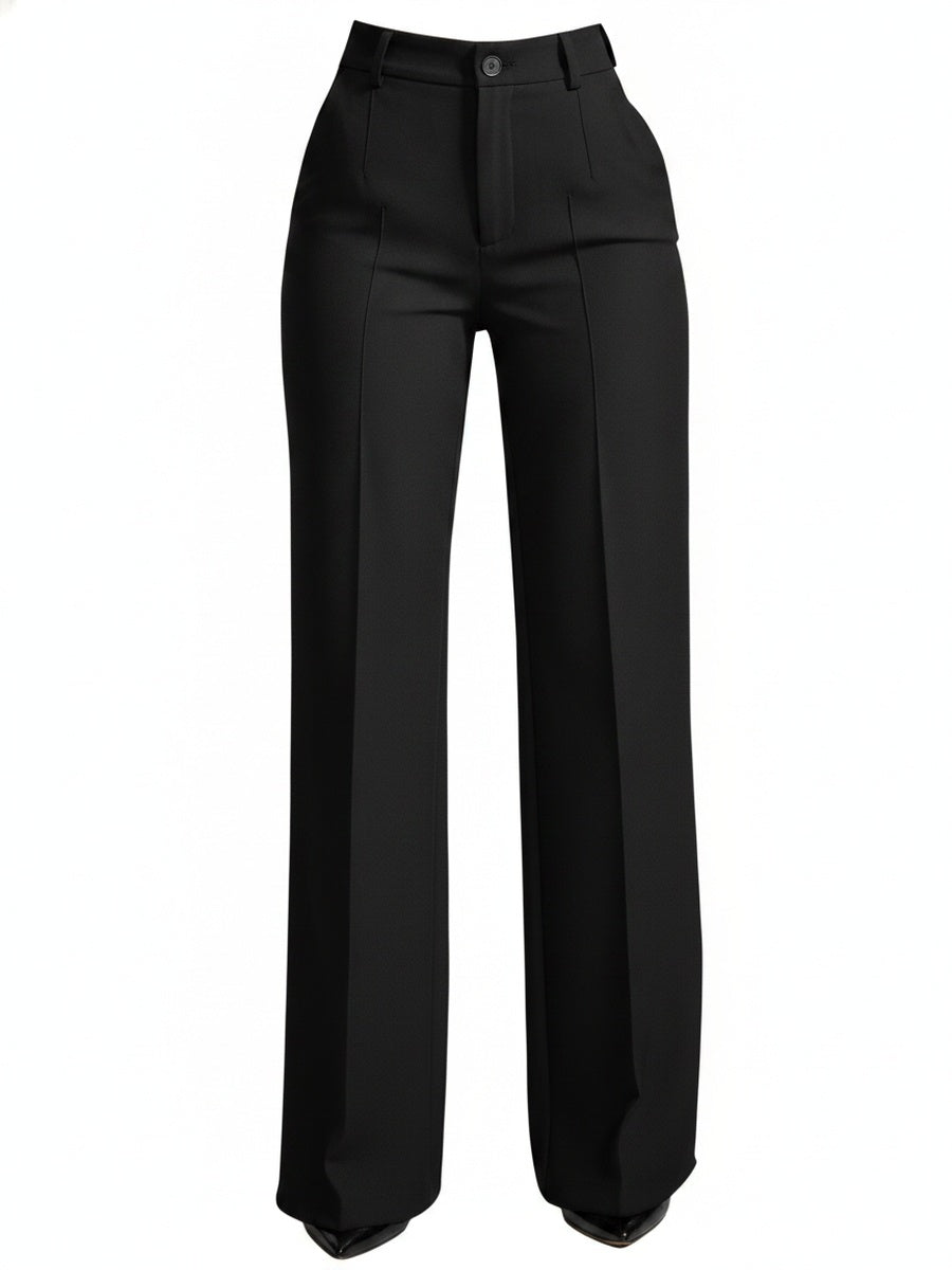 Femme Pantalon Large Taille Haute à Jambe Droite