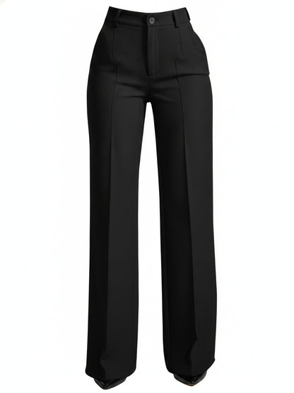 Femme Pantalon Large Taille Haute à Jambe Droite