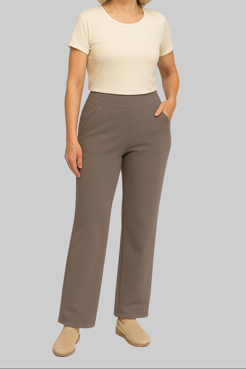 Femme Pantalon Large Taille Haute avec Poches
