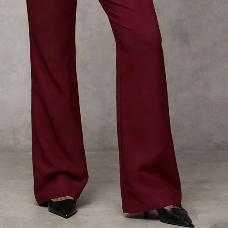 Femme Pantalon Taille Haute Évasé à Jambe Large
