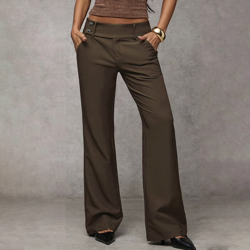 Femme Pantalon Taille Haute Évasé à Jambe Large
