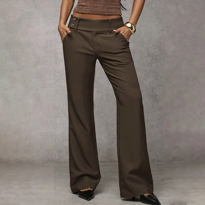 Femme Pantalon Taille Haute Évasé à Jambe Large