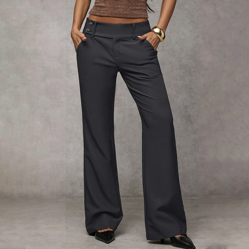Femme Pantalon Taille Haute Évasé à Jambe Large
