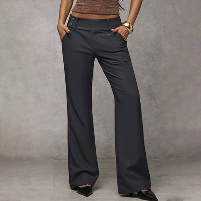 Femme Pantalon Taille Haute Évasé à Jambe Large