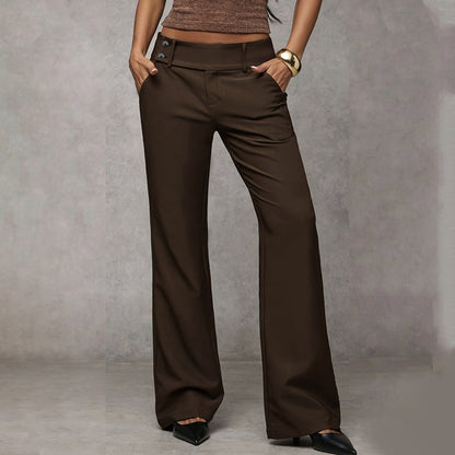 Femme Pantalon Taille Haute Évasé à Jambe Large