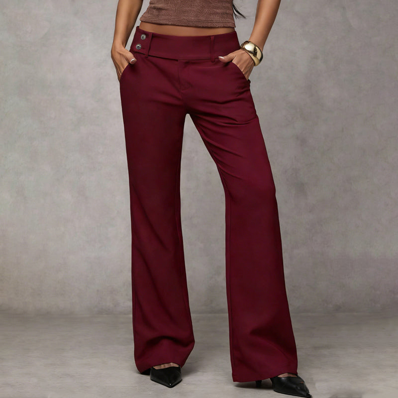 Femme Pantalon Taille Haute Évasé à Jambe Large