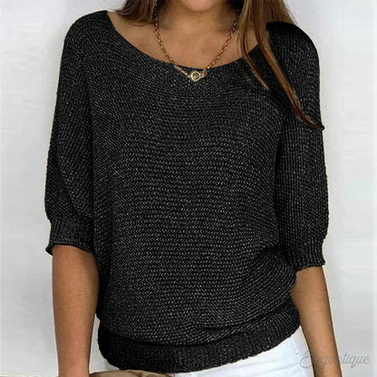 Femme Pull-over Manches Trois-quarts col Rond Oversize