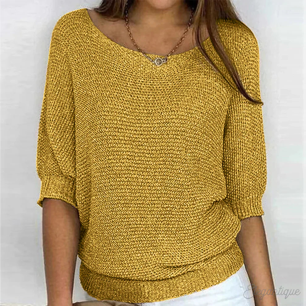 Femme Pull-over Manches Trois-quarts col Rond Oversize