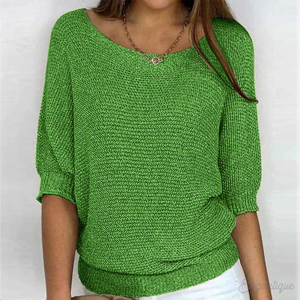 Femme Pull-over Manches Trois-quarts col Rond Oversize