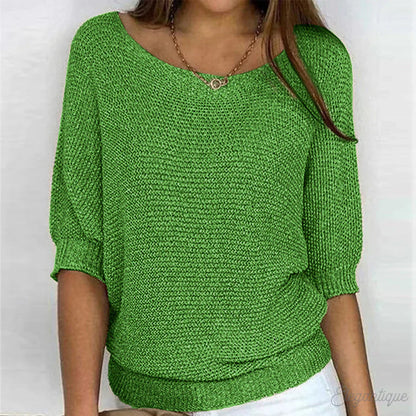 Femme Pull-over Manches Trois-quarts col Rond Oversize