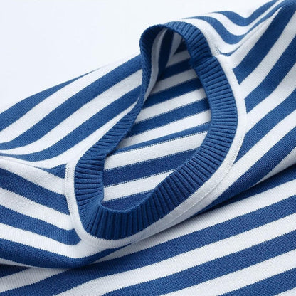Femme Pull Rayé à Manches Longues et Col Rond