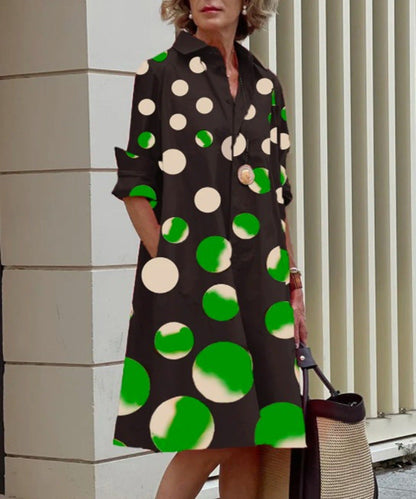 Femme Robe Chemise Midi à Col Chemisier, Manches Longues et Coupe Ample