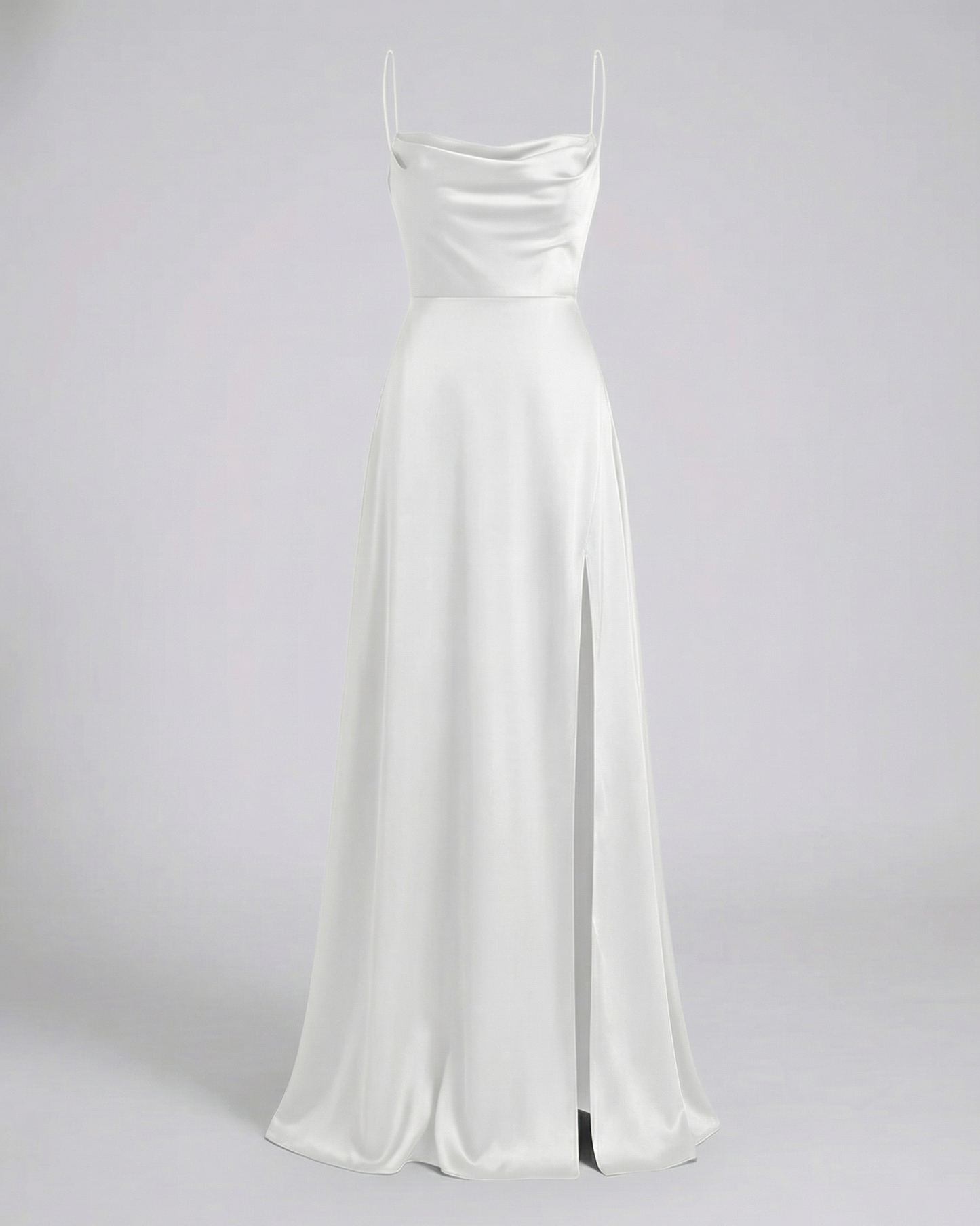Femme Robe Longue de Soirée sans Manches avec Encolure Drapée et Fente Latérale