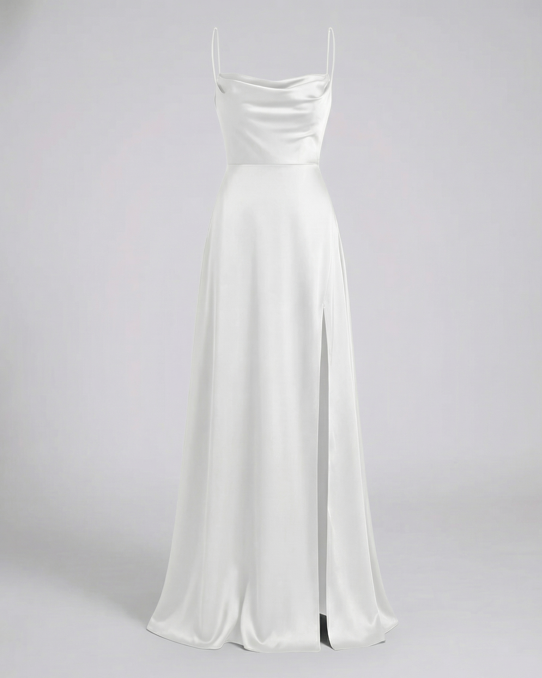 Femme Robe Longue de Soirée sans Manches avec Encolure Drapée et Fente Latérale