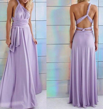 Femme Robe Longue Multiportée sans Manches avec Dos Nu et Col V