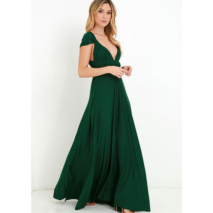 Femme Robe Longue Multiportée sans Manches avec Dos Nu et Col V