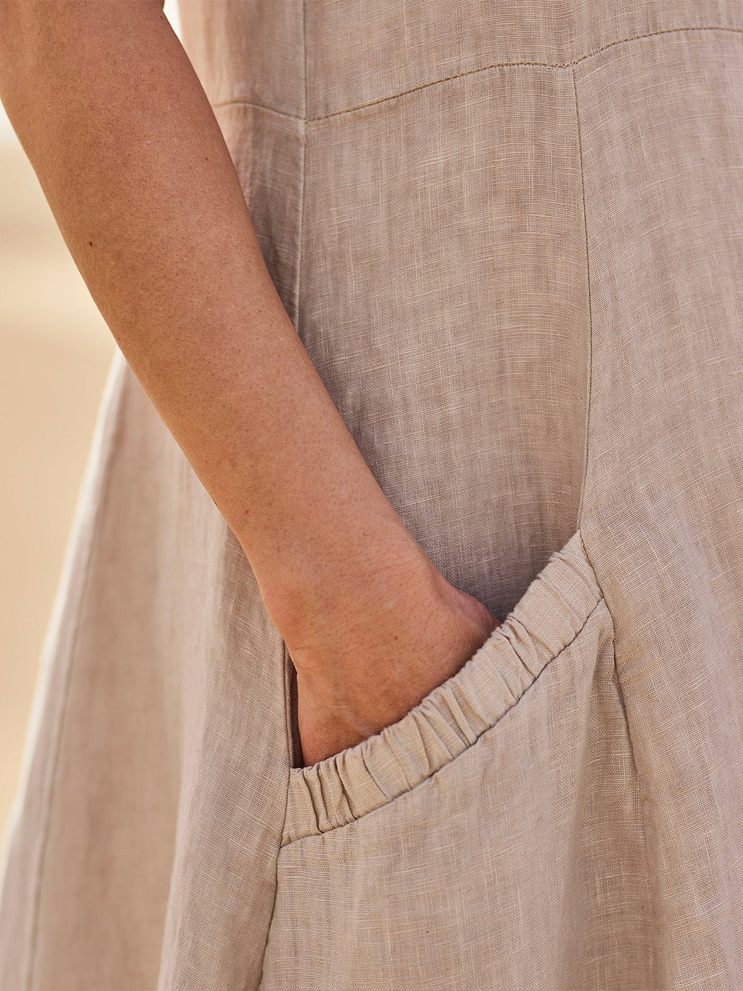 Femme Robe Longue Sans Manches col Rond avec Poches Oversize