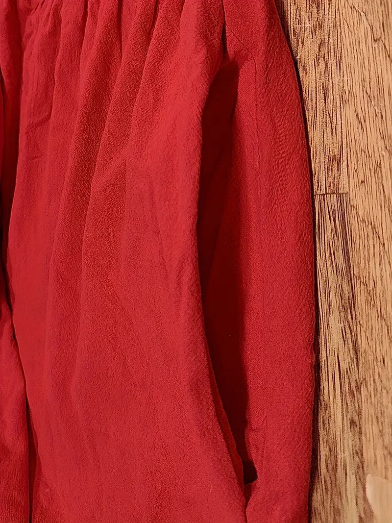 Femme Robe Midi Manches Courtes col Rond avec Poches et Coupe Ample
