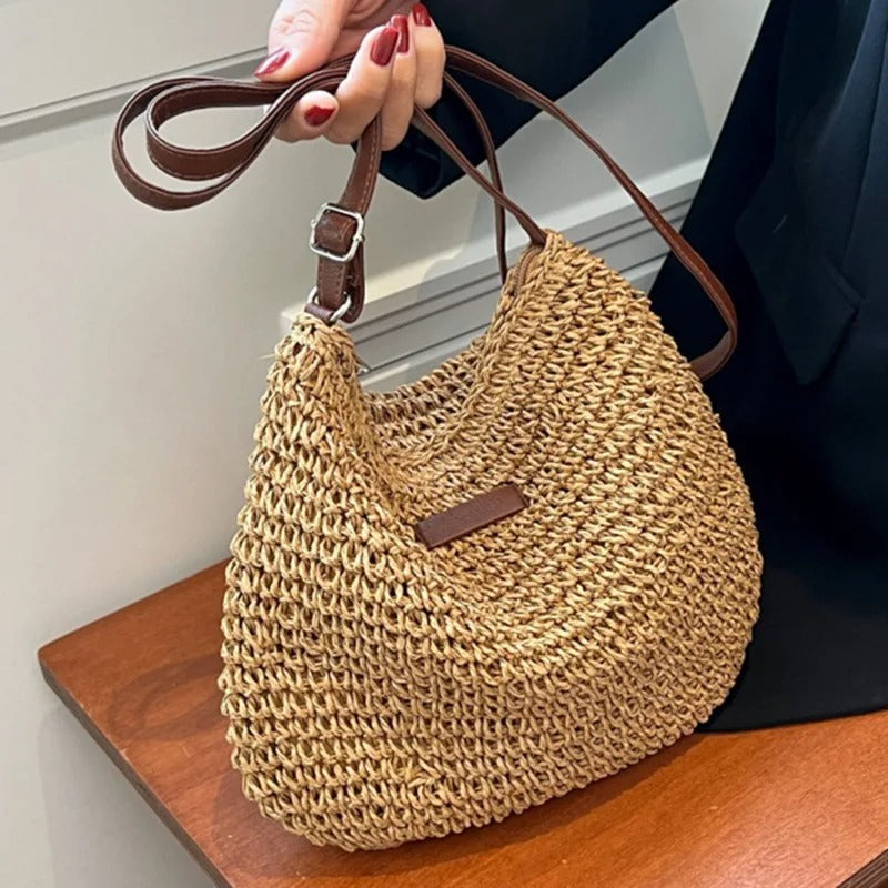 Femme Sac Bandoulière Tressé avec Bretelle Réglable