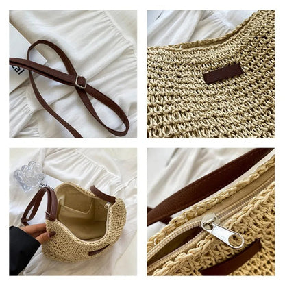 Femme Sac Bandoulière Tressé avec Bretelle Réglable