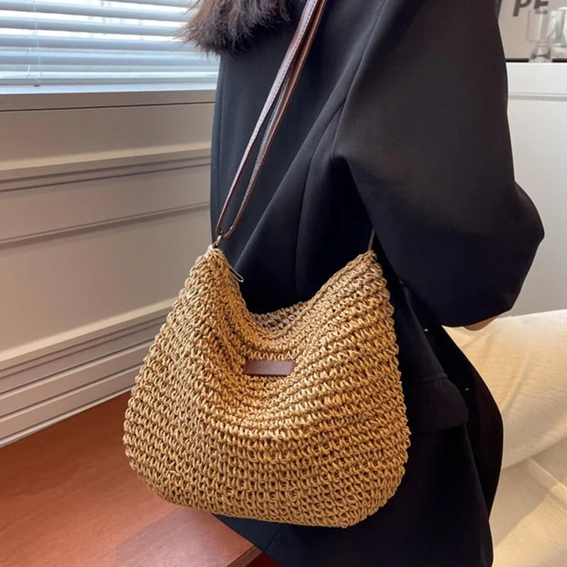 Femme Sac Bandoulière Tressé avec Bretelle Réglable