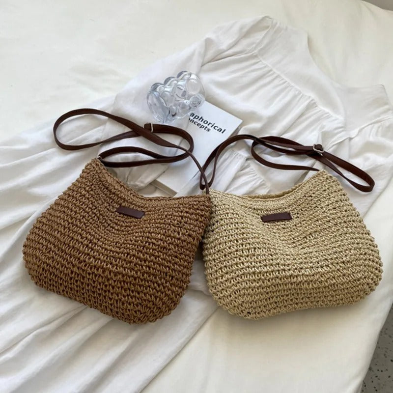 Femme Sac Bandoulière Tressé avec Bretelle Réglable