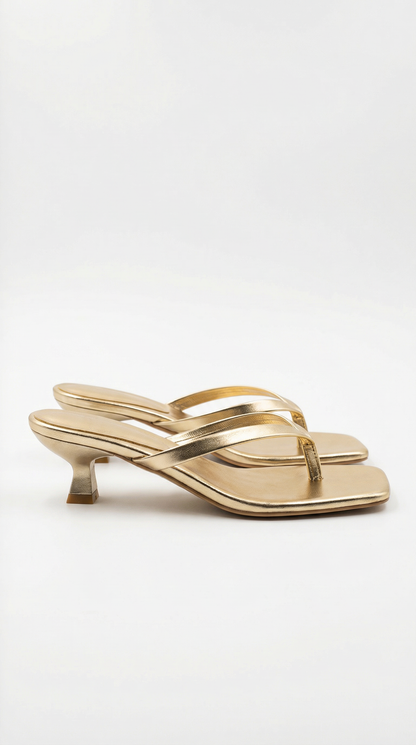 Femme Sandales à Talon Kitten Heel avec Lanière entre Orteils