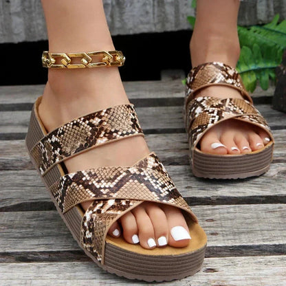 Femme Sandales Compensées à Brides Croisées Tressées Open Toe