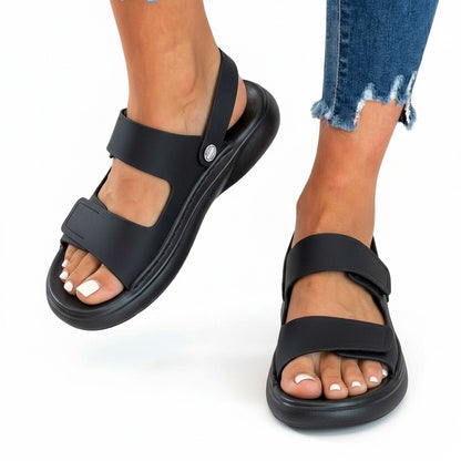 Femme Sandales Orthopédiques à Double Bride Velcro et Semelle Plateforme