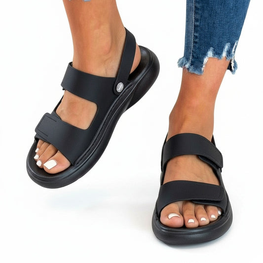 Femme Sandales Orthopédiques à Double Bride Velcro et Semelle Plateforme