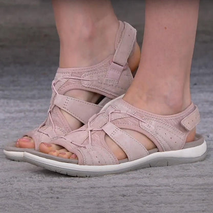 Femme Sandales Orthopédiques Bout Ouvert avec Lanières Larges et Fermeture Velcro