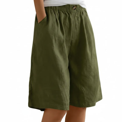 Femme Short Ample avec Taille Élastique et Poches Latérales