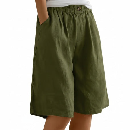 Femme Short Oversized avec Ceinture Élastique et Poches