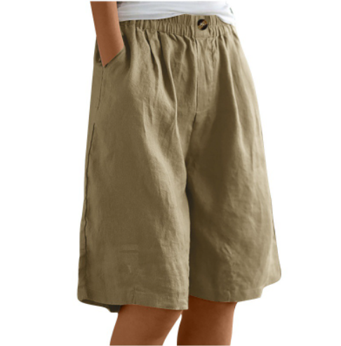 Femme Short Oversized avec Ceinture Élastique et Poches