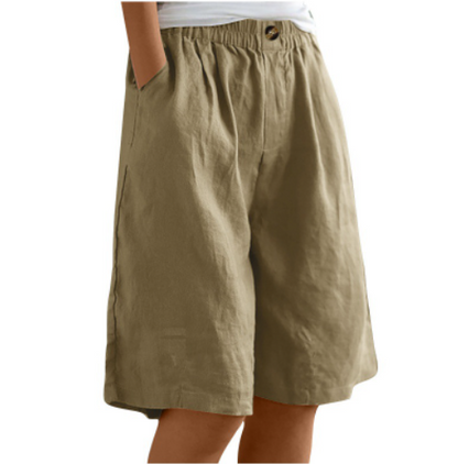 Femme Short Oversized avec Ceinture Élastique et Poches