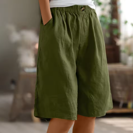Femme Short Oversized avec Ceinture Élastique et Poches