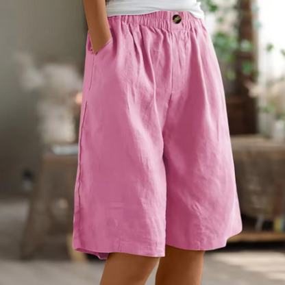 Femme Short Oversized avec Ceinture Élastique et Poches