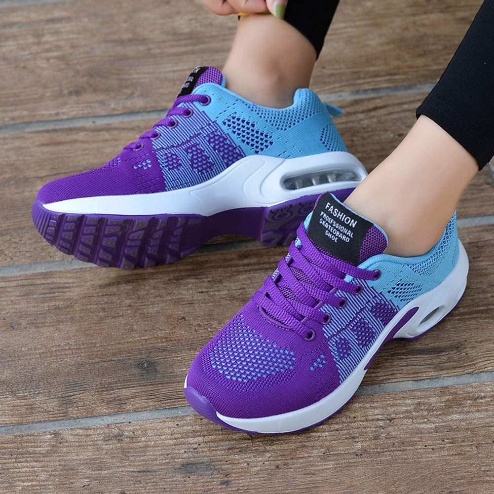 Femme Sneakers à Lacets avec Semelle à Coussin d'Air et Bout Arrondi
