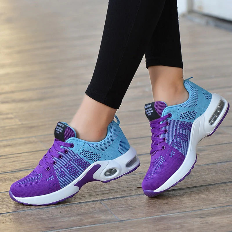 Femme Sneakers à Lacets avec Semelle à Coussin d'Air et Bout Arrondi